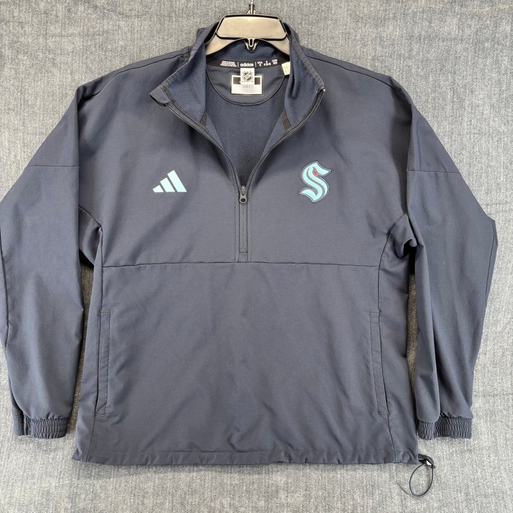 Adidas Seattle Kraken NHL Quarter Zip Pullover Jacket Men's Medium Navy